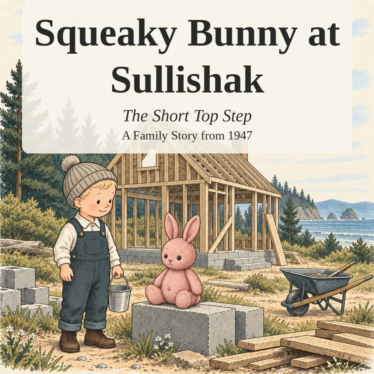 Page 1 of 17. Cover: Squeaky Bunny at Sullishak — The Short Top Step. A Family Story from 1947.