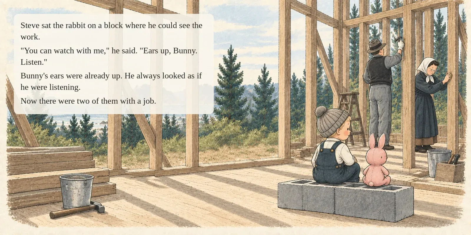 Page 10 of 17. Steve sat Bunny where he could watch.