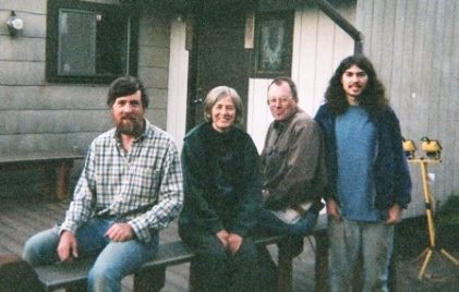 Everyone poses for a group shot on the new deck.