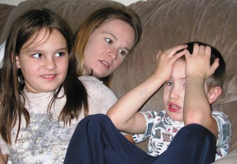 April consoles Gavin with Stephanie.