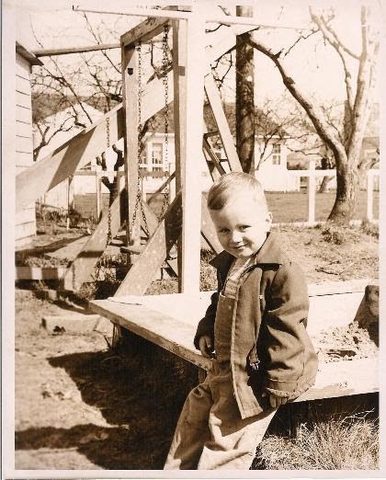 Dave at swings made by Grandpa Sullivan