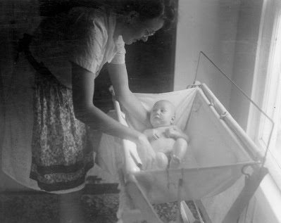 An interesting aspect of picture is the baby washing device. This photo would have been taken in the 12th street house in Salem. Although I do not remember this house, my father occasionally talked about it as a mistake. When it rained, the house was filled with bowls to catch leaks.