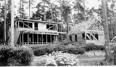 Both the Lantz home and Sullishak now have walls and the beginnings of a roof in the late summer of 1947.