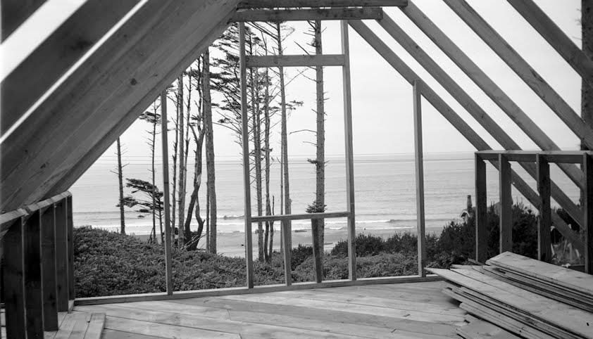 Notice how the subfloor runs diagonally across the cabin.